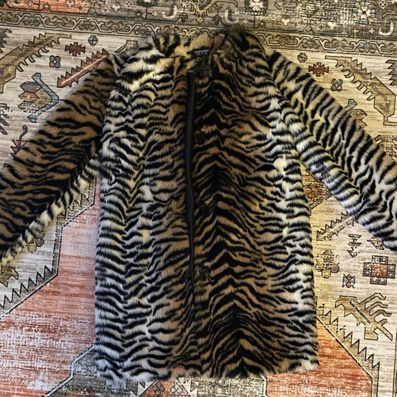 Topshop Faux Fur Tiger Print Coat - Picture 1 of 2